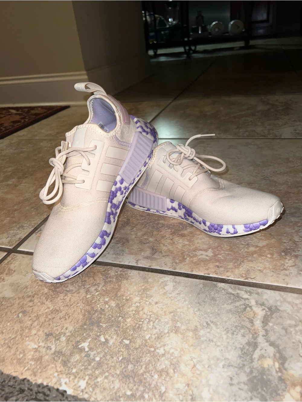 adidas Cream and Light Purple Casual Sneakers